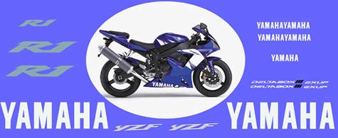 Yamaha R1 2002 Model Decal set for the Blue bike