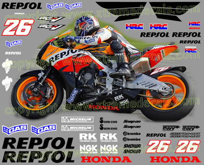 2007 Repsol Honda Race Decal Set 48 decals Pedrosa