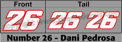 Pedrosa Race Number Set 3 decals No 26