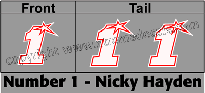 Hayden Race Number Set 3 decals No 1