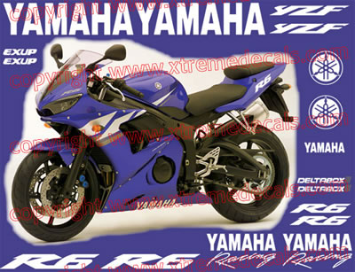 Yamaha YZF-R6 Decal set for 2003 Blue bike