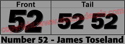 Toseland Race Numbers Set 3 decals 