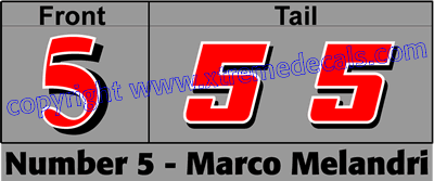 Melandri Race Number Set 3 decals No 5