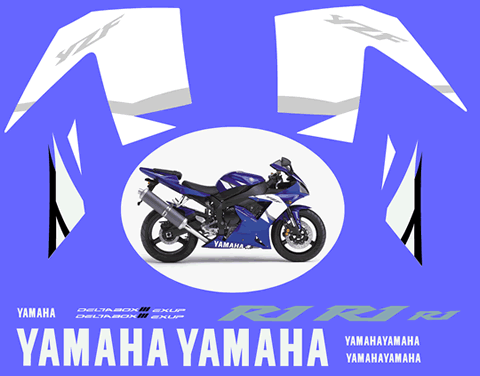 Yamaha R1 Graphics and Decal set for 2002 blue bike