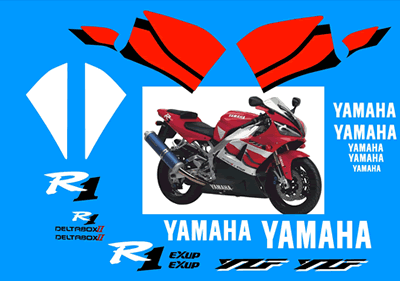 Yamaha YZF-R1 Graphics and Decal set for 2000 red bike