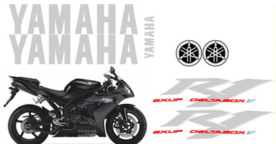 Yamaha R1 2004 Fairing graphics and Decals Black bike both sides