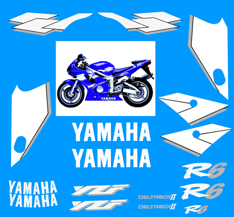 Yamaha YZF-R6 Graphics and Decal set for 1999 Blue bike