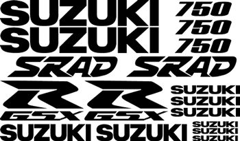2 X 750 decals for gsxr vfr or streetfighter in a choice of 16 colours 