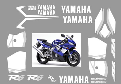 Yamaha YZF-R6 Graphics and Decal set for 2001 blue bike