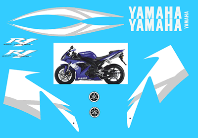 Yamaha R1 2004 Fairing graphics and Decals Blue bike both sides