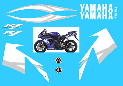 Yamaha YZF-R1 Graphics and Decal set for 2004 blue bike